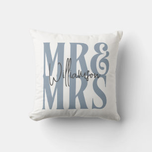 Moderne Kalligraphie Script Mr. Wedding Blue Kissen