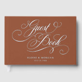 Moderne Kalligraphie Silver Terracotta boho Hochze Gästebuch (Vorderseite)