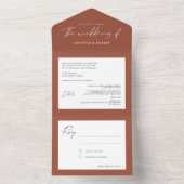 Moderne Kalligraphie Solid Terracotta Wedding All In One Einladung (Innen Boden)