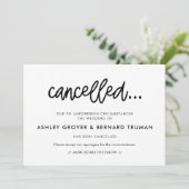 Moderne Kalligraphie Stornierung Einladung (Stehend Vorderseite)