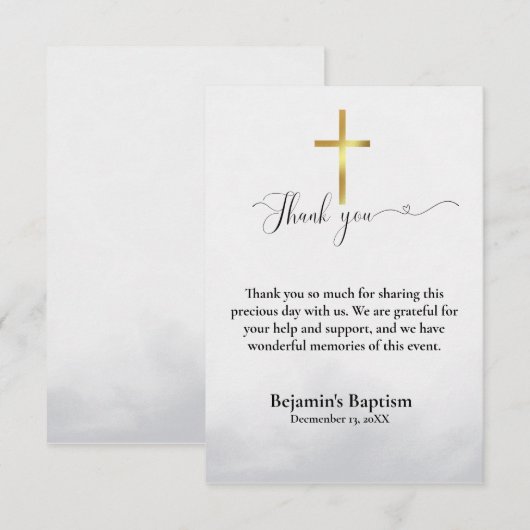 Moderne Kalligraphie Taufe danke Einladung (Vorne/Hinten)