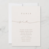 Moderne Kalligraphie Taupe & Ivory 6 Tischnummern (Rückseite)