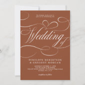 Moderne Kalligraphie Terracotta QR Code Hochzeit Einladung (Vorderseite)