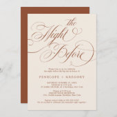 Moderne Kalligraphie Terrakotta in der Nacht davor Einladung (Vorne/Hinten)