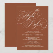 Moderne Kalligraphie Terrakotta in der Nacht davor Einladung (Vorne/Hinten)