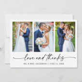 Moderne Kalligraphie Tinte Liebe Hochzeit 3 Fotos Dankeskarte (Vorderseite)