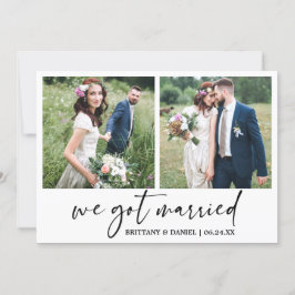 Moderne Kalligraphie Tinte Pen 2 Foto Hochzeit Ankündigung