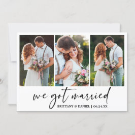 Moderne Kalligraphie Tinte Pen 3 Foto Hochzeit Ankündigung