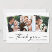 Moderne Kalligraphie-Tinte Pen Script 3 Fotos Hoch Dankeskarte (Vorderseite)