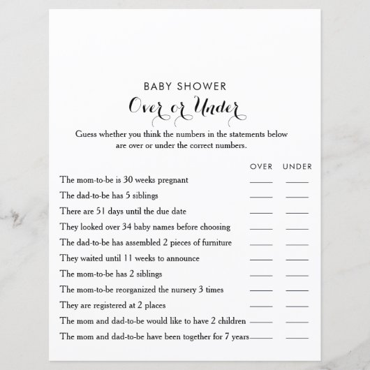 Moderne Kalligraphie über oder unter Babydusche (Vorderseite)