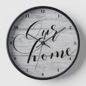 Moderne Kalligraphie Unsere Zuhause Uhr (Vorderseite)