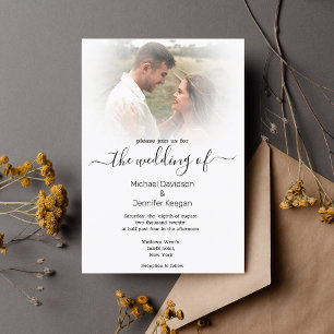 Moderne Kalligraphie verblasste Foto Hochzeitseinl Einladung