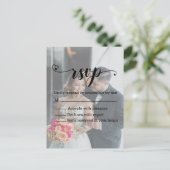 moderne Kalligraphie verblasste Foto uAwg Hochzeit Einladungspostkarte (Stehend Vorderseite)