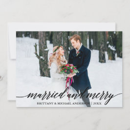 Moderne Kalligraphie Verheiratet und Merry Wedding Feiertagskarte