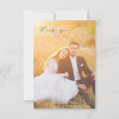 Moderne Kalligraphie Vollblutung Foto Hochzeit Dankeskarte (Vorderseite)