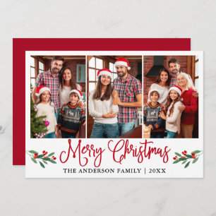 Moderne Kalligraphie Weihnachten Rote Holly 3 Foto