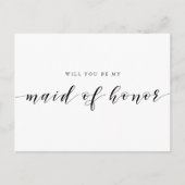 Moderne Kalligraphie wird meine Trauzeugin sein Einladungspostkarte (Vorderseite)