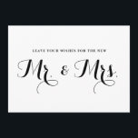 Moderne Kalligraphie wünscht den neuen Mr. & Mrs. Hinweiskarte<br><div class="desc">Fun und skurrile Hochzeitskarte mit schwarzer moderner Kalligraphie. Ähnliche Artikel sind verfügbar. Nun wünscht sich den neuen Herrn. & Mrs.</div>