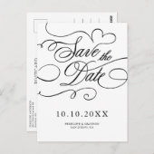 Moderne Kalligraphie zeitlos schwarz Save the Date Postkarte (Vorne/Hinten)