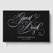 Moderne Kalligraphie zeitlos Silberschwarze Hochze Gästebuch (Vorderseite)