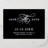 Moderne Kalligraphie zeitlos Silver Save the Date Folieneinladung (Vorderseite)