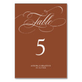 Moderne Kalligraphie Zeitlos Terracotta Hochzeit Tischnummer (Rückseite)