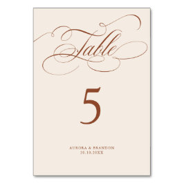 Moderne Kalligraphie Zeitlos Terracotta Hochzeit Tischnummer