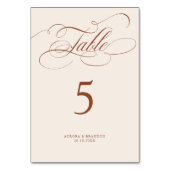 Moderne Kalligraphie Zeitlos Terracotta Hochzeit Tischnummer (Rückseite)