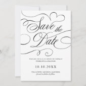 Moderne Kalligraphie zeitlose Black QR Code Hochze Save The Date (Vorderseite)