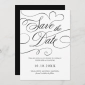 Moderne Kalligraphie zeitlose Black QR Code Hochze Save The Date (Vorne/Hinten)