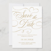 Moderne Kalligraphie zeitlose Gold QR-Code Hochzei Save The Date (Vorderseite)
