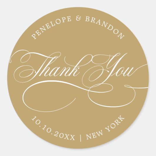 Moderne Kalligraphie zeitlose Goldhochzeit danke Runder Aufkleber (Vorderseite)
