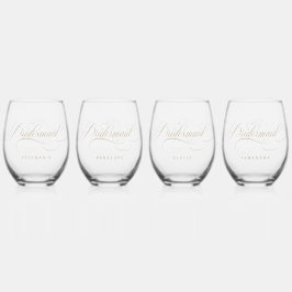 Moderne Kalligraphie zeitlose Hochzeit von Bräuten Weinglas Ohne Stiel