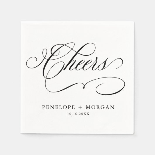 Moderne Kalligraphie zeitlose Schwarz-Weiß-Hochzei Serviette (Vorderseite)