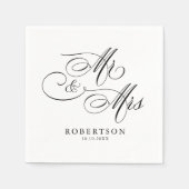 Moderne Kalligraphie zeitlose Schwarz-Weiß-Hochzei Serviette (Vorderseite)