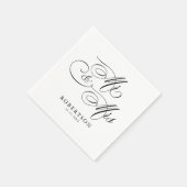 Moderne Kalligraphie zeitlose Schwarz-Weiß-Hochzei Serviette (Ecke)