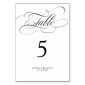 Moderne Kalligraphie zeitlose Schwarz-Weiß-Hochzei Tischnummer (Rückseite)