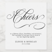 Moderne Kalligraphie zeitlose Schwarz-Weiß-Hochzei Weinetikett (Einzelnes Label)