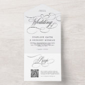 Moderne Kalligraphie zeitlose Schwarz-weiße Hochze All In One Einladung (Innen Boden)