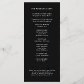 Moderne Kalligraphie zeitlose Schwarz-weiße Hochze Programm (Rückseite)