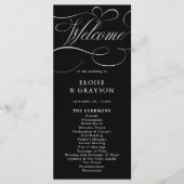 Moderne Kalligraphie zeitlose Schwarz-weiße Hochze Programm (Vorderseite)