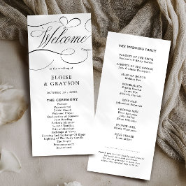 Moderne Kalligraphie zeitlose Schwarz-weiße Hochze Programm