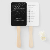 Moderne Kalligraphie zeitlose schwarze Hochzeit Ti Fächer (Vorne und Hinten)