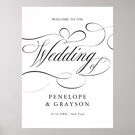 Moderne Kalligraphie zeitlose Schwarze Hochzeit Wi Poster (Vorne)