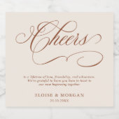 Moderne Kalligraphie zeitlose Terrakotta Hochzeit Bierflaschenetikett (Einzelnes Label)