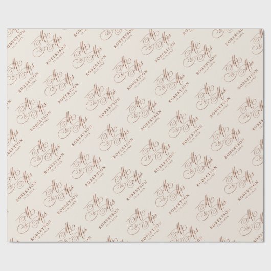 Moderne Kalligraphie zeitlose Terrakotta Hochzeit Geschenkpapier (Flach)