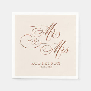Moderne Kalligraphie zeitlose Terrakotta Hochzeit Serviette