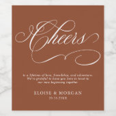 Moderne Kalligraphie zeitlose Terrakotta Hochzeit Weinetikett (Einzelnes Label)