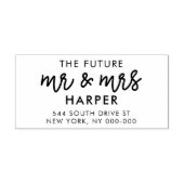 Moderne Kalligraphie Zukunft Mr. & Mrs. Rücksendea Permastempel (Design)