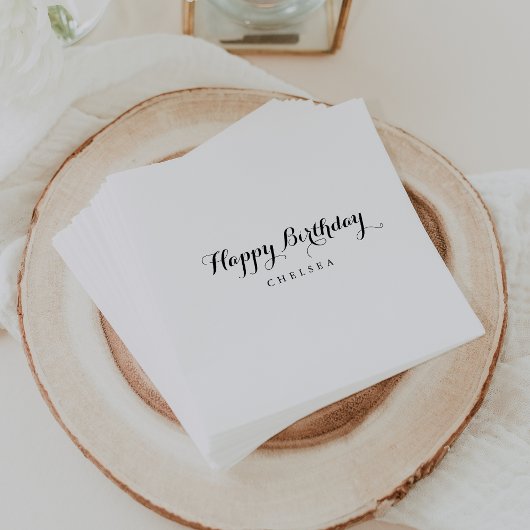 Moderne Kalligraphie zum Geburtstag glücklich Serviette